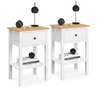 IDMarket - Lot de 2 Tables de Chevet Achille Blanc et Plateau Bois