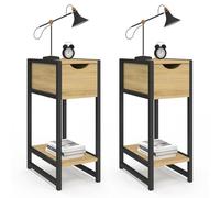 IDMarket - Lot de 2 Tables de Chevet Detroit 1 tiroir avec Tablette Gain de Place Bois et métal Noir Design Industriel