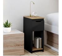 IDMARKET Lot de 2 tables de chevet étroites ANOUK 1 tiroir avec niche noir et bois