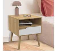 IDMarket - Lot de 2 Tables de Chevet Helsinki scandinaves 1 tiroir avec Niche Effet hêtre et Blanc