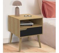 IDMarket - Lot de 2 Tables de Chevet Helsinki scandinaves 1 tiroir avec Niche Effet hêtre et Noir