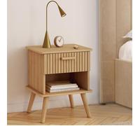 IDMarket - Lot de 2 Tables de Chevet Juliette 1 tiroir avec Niche Lattes tasseau Bois Coloris chêne