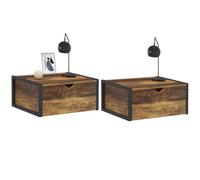 IDMarket – Lot de 2 tables de chevet murales Hawkins – étagère suspendue, design industriel