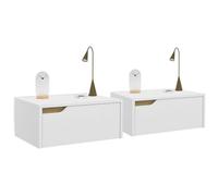 IDMarket - Lot de 2 Tables de Chevet murales Helsinki scandinaves Blanches