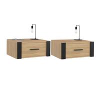 IDMarket – Lot de 2 tables de chevet murales Onyx – 1 tiroir, étagère suspendue – Bois/Noir