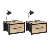 IDMarket - Lot de 2 Tables de Chevet murales tiroir en Tissu Utah Design Industriel