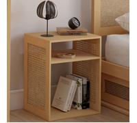 IDMarket - Lot de 2 Tables de Chevet Nora cannage et Bois | Avec rangements ouverts