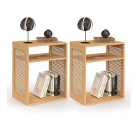 IDMarket - Lot de 2 Tables de Chevet Nora cannage et Bois | Avec rangements ouverts