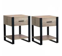 IDMarket Tables de chevet Onyx 1 tiroir avec tablette bois et noir – Lot de 2