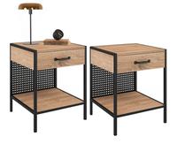 IDMarket Table de chevet Preston 1 tiroir tablette acier perforé design industriel Lot de 2