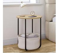 IDMarket - Lot de 2 Tables de Chevet, Tables d'appoint, Bout de canapé Detroit Rondes avec Panier en Tissu Design Industriel