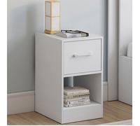 IDMarket - Lot de 2 Tables de Chevet UPPAH 1 tiroir en Tissu avec Niche Bois Blanc