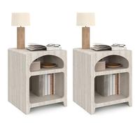 IDMarket - Lot de 2 Tables de chevets organiques Alesia Beige Effet marbre 2 Compartiments