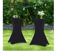 IDMARKET Lot de 2 tables hautes pliantes 105 CM et 2 housses noires
