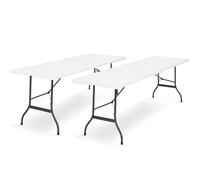 IDMarket – Lot de 2 tables pliantes portables 180 cm pour camping ou réception Blanc