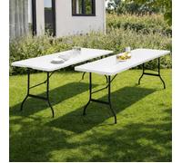 IDMARKET Lot de 2 tables pliantes d'appoint portables 180 cm pour camping ou réception