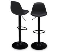 IDMarket - Lot de 2 tabourets de Bar Karl Design Noir Pied Noir