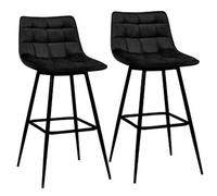 IDMarket - Lot de 2 tabourets de Bar Mady en Velours Noir