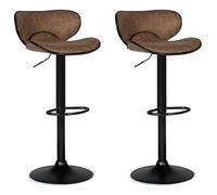IDMarket - Lot de 2 tabourets de Bar Sam Marron Vintage