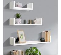 IDMARKET Lot de 3 étagères murales blanches