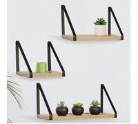 IDMarket Lot de 3 étagères murales Detroit design industriel Multicolore