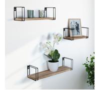IDMarket - Lot de 3 étagères murales Lily Bois et métal Design Industriel