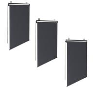 IDMarket - Lot de 3 Stores enrouleurs L.124 x H. 225 CM pour pergola Gris Anthracite