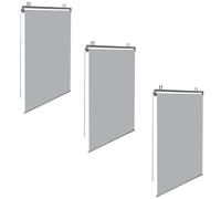 IDMarket - Lot de 3 Stores enrouleurs L.124 x H. 225 CM pour pergola Gris Clair