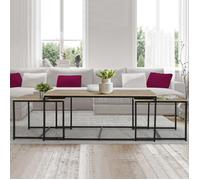 IDMARKET Lot de 3 tables basses gigognes DETROIT 113 cm design industriel