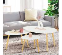 IDMARKET Lot de 3 tables basses gigognes GAIA laquées blanc scandinave