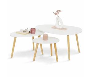 IDMarket - Lot de 3 Tables Basses gigognes Gaia laquées Blanc scandinave