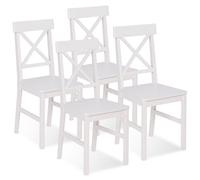 IDMarket - Lot de 4 chaises de Cuisine avec croisillons Suzanne Bois Blanc