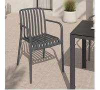Lot De 4 Chaises De Jardin Empilables Bilbao En Polypropylène Gris Anthracite