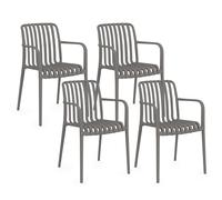 Lot De 4 Chaises De Jardin Empilables Bilbao En Polypropylène Gris Anthracite