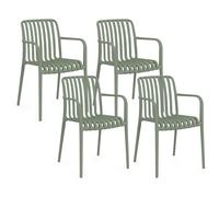 IDMarket - Lot de 4 chaises de Jardin empilables Bilbao en polypropylène Vert