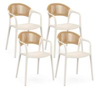 IDMarket - Lot de 4 chaises de Jardin empilables Odelia | En polypropylène et cordage coloris beige