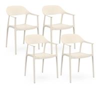 IDMarket - Lot de 4 chaises de Jardin empilables SUZON en polypropylène Beige
