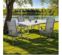 IDMarket - Lot de 4 chaises de Jardin Pliantes avec accoudoirs ALGHERO métal et textilène Gris Anthracite