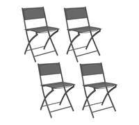 IDMarket – Lot de 4 chaises de jardin pliantes Bastia métal et textilène gris anthracite