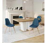 IDMarket – Lot de 4 chaises scandinaves Gaby en tissu bleu pour salle à manger