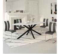 IDMarket – Lot de 4 chaises PIA grises et blanches pour salle à manger