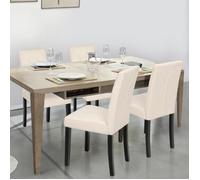 IDMarket – Lot de 4 chaises POLGA capitonnées en velours beige, pieds noirs