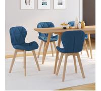 IDMarket – Lot de 4 chaises ROBINE – en tissu bleu canard pour salle à manger