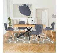 IDMarket - Lot de 4 chaises ROBINE en Tissu Gris foncé pour Salle à Manger