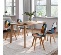 IDMarket - Lot de 4 chaises scandinaves SARA Motifs patchworks | Coloris multi-couleurs