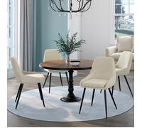 IDMarket - Lot de 4 chaises THALYA - velours beige avec accoudoirs