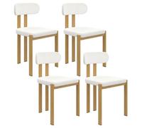 IDMarket – Lot de 4 chaises ESMA – métal effet bois & tissu bouclette pour salle à manger