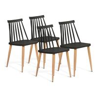 IDMarket Lot de 4 chaises LILY noires pour salle à manger
