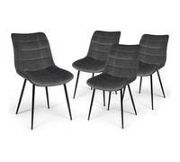 IDMarket - Lot de 4 chaises Mady en Velours Gris pour Salle à Manger