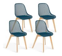 IDMarket - Lot de 4 chaises Mandy Bleu Canard pour Salle à Manger